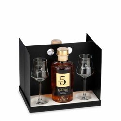 Distilleria Sibona - Box in Table Package (2 Bt. x50cl) : Grappa Barolo 5 years and Grappa Whiskey with 4 glasses