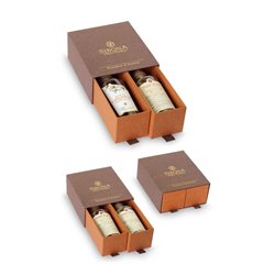 Distilleria Sibona -Double-Drawer Box of Moscato Grappa and Camomile Liqueur (2x 50 cl)