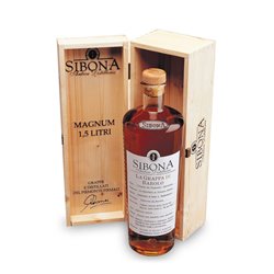 Distilleria Sibona - Confezione regalo Grappa di Barbera MAGNUM con astuccio in legno 1,5 lt