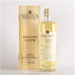 Distilleria Sibona - Gift box Grappa di Moscato MAGNUM with wooden case 1.5 lt