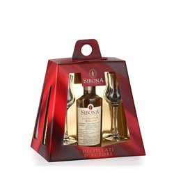 Distilleria Sibona - Pack Piramide 1 bt. 50cl Grappa di Moscato and 4 tasting glasses