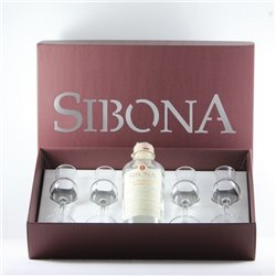 Distilleria Sibona - Gift box Poker 1 bt. 50cl Grappa di Moscato and 4 tasting glasses