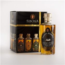 Distilleria Sibona - Tasting Gift Pack Grappa Riserva Botti da Porto, da Whiskey, da Madeira, Amaro Sibona (4x50cl)