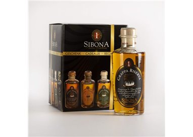 Distilleria Sibona - Verkostungsgeschenkpaket Grappa Riserva Botti da Porto, da Whiskey, da Madeira, Amaro Sibona (4x50cl)