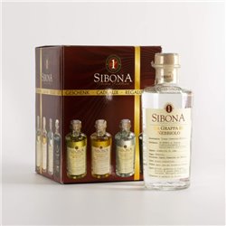 Distilleria Sibona - Confezione Regalo degustazione Grappe Monovitigno Moscato, Barbera, Nebbiolo, Amaro Sibona (4x50cl)