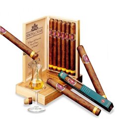 Distilleria Sibona - Gift Box Cigars with Grappa Monovitigno Dolcetto, Barbera, Moscato wooden box of 6 pcs.