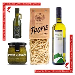 Romantisches Abendessen für 2 Personen - Ligurische Traditionen  - Trofie & Pesto Classico & Vermentino