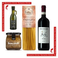 Romantisches Abendessen für 2 Personen - Piemonteser Traditionen - Ragù Boscaiolo &   Linguine al Tartufo  & Barbera d'Alba