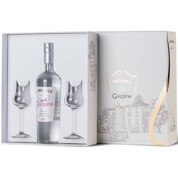 Bertagnolli - Grappino Premium Bianco case with 2 goblets (38% Vol. - 0.70 Lt)
