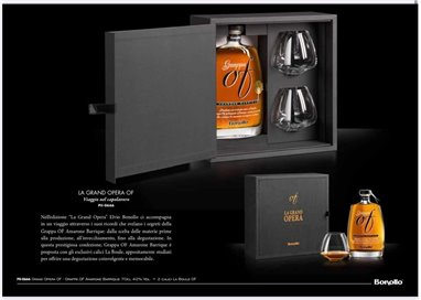 Bonollo La Grand Opera - Grappa di Amarone Barricata 0,70cl con due bicchieri La Boule