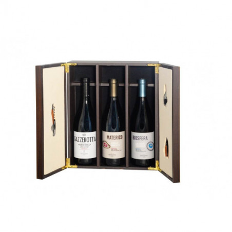 Gift Box - Elegant wooden box with precious Sommelier accessories - Sicily and the Organic Wines of Pellegrino