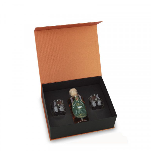 Distilleria Sibona - Gift Set Eleganza Sibona Grappa Riserva Botti Da Madeira With 2 Glasses