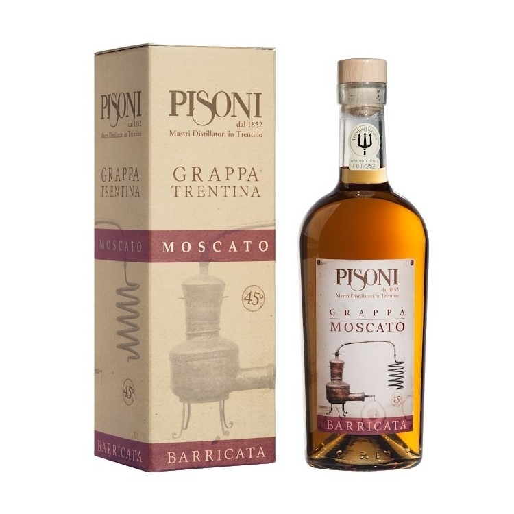 Distilleria Pisoni - Grappa Barricata Moscato (astucciata) 70cl 45°